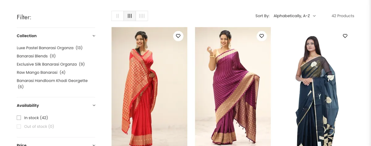 Collection page with filters