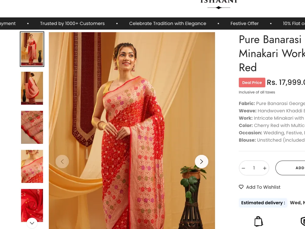 Saree product page