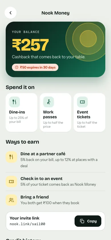 Nook Money screen