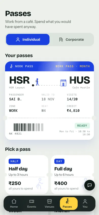 Passes screen