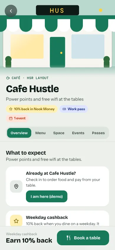Venue page screen
