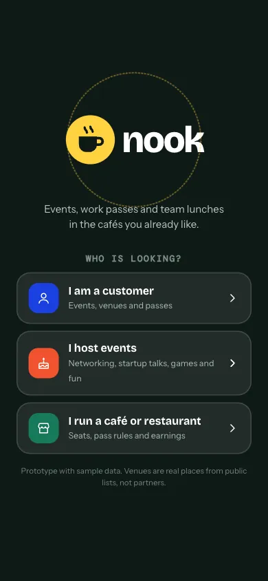 Welcome screen